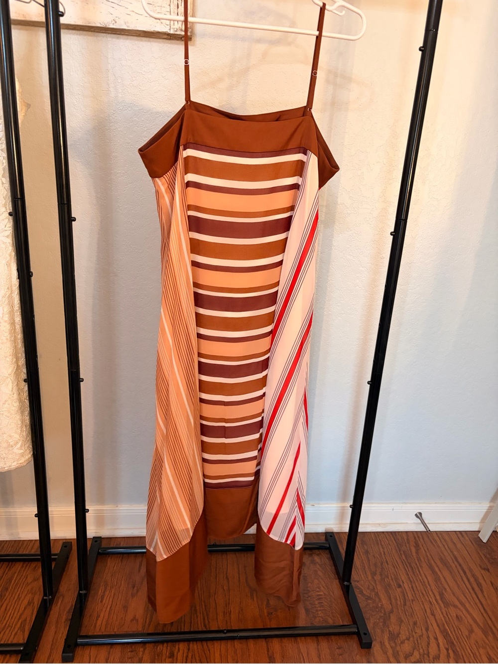 DKNY Brown and Tan Striped Slip Dress - Picture 2 of 2